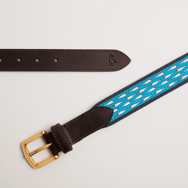 Ceinture chic et décontractée The Yookies à motifs sardines sur fond turquoise