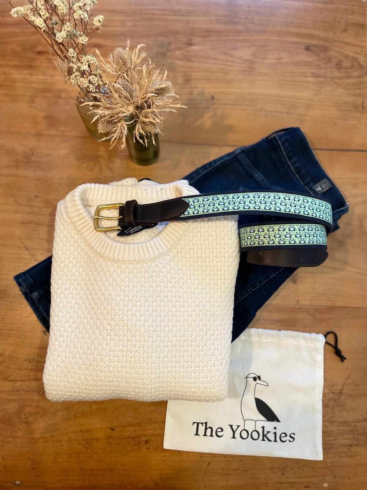 Ceinture chic et décontractée The Yookies à motifs petits crabes sur fond vert